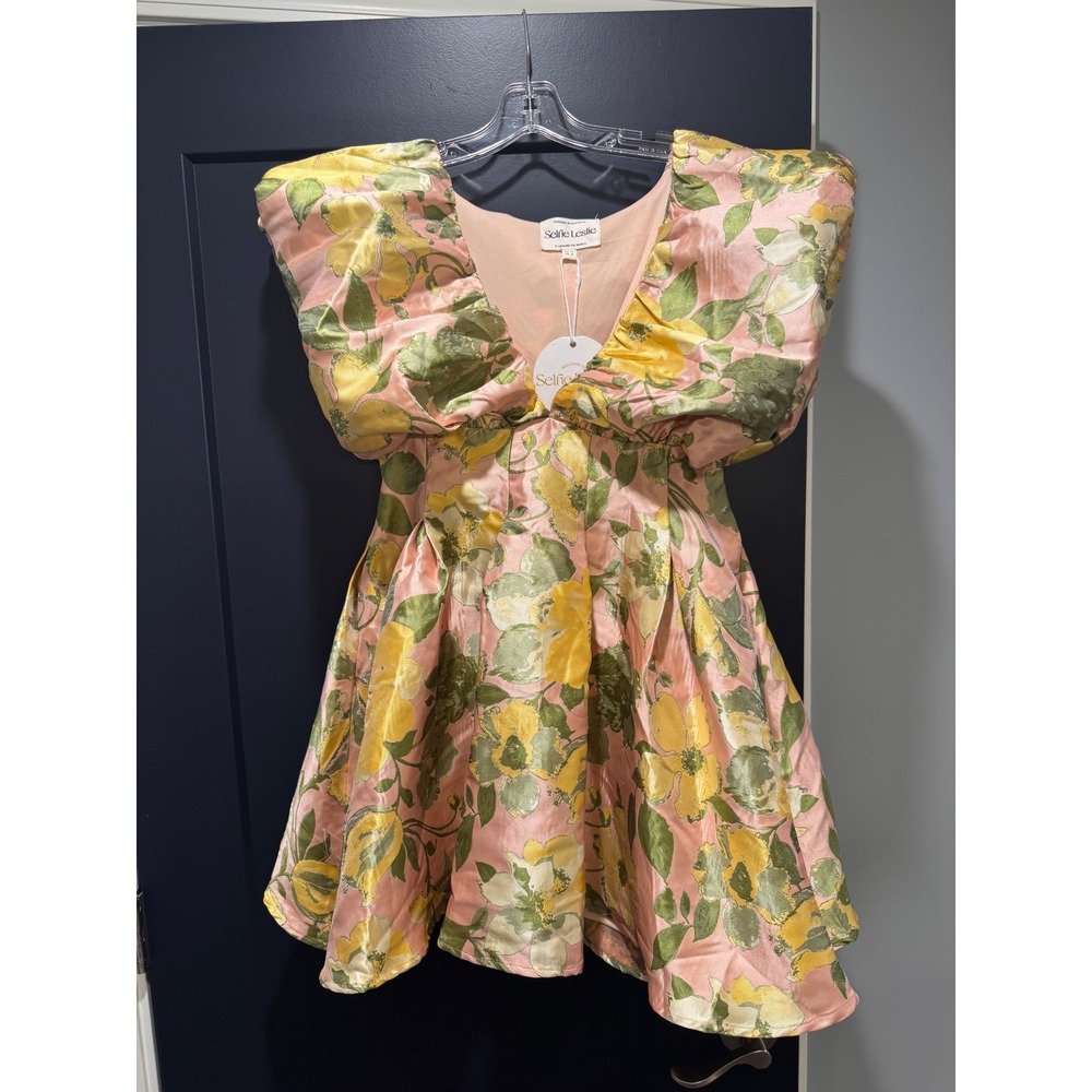 Selfie Leslie Pink & Green Floral Ruffle Mini Dress - Picture 6 of 16